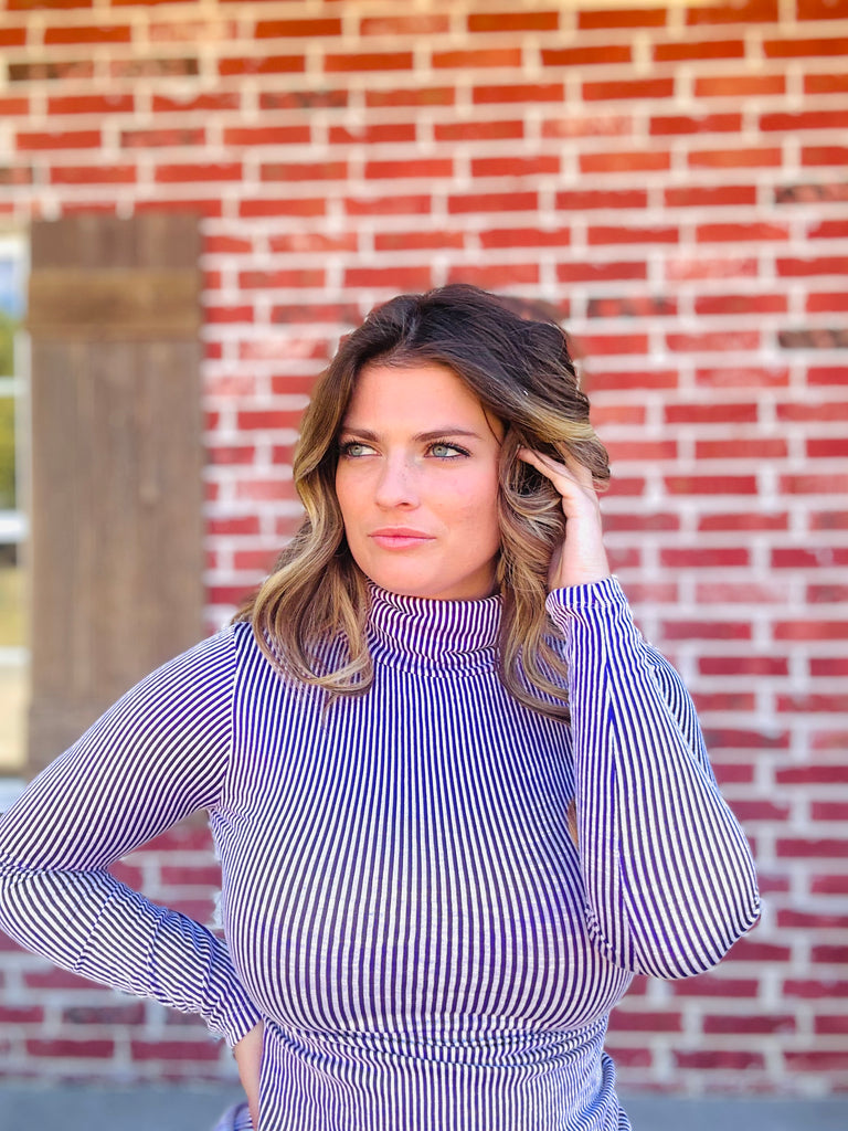 Violet Ribbed Turtleneck Top