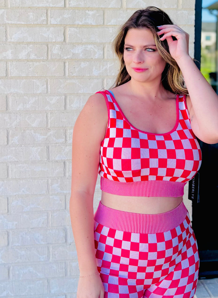 Checkered Sweets Red Biker Short and Tank Top Set