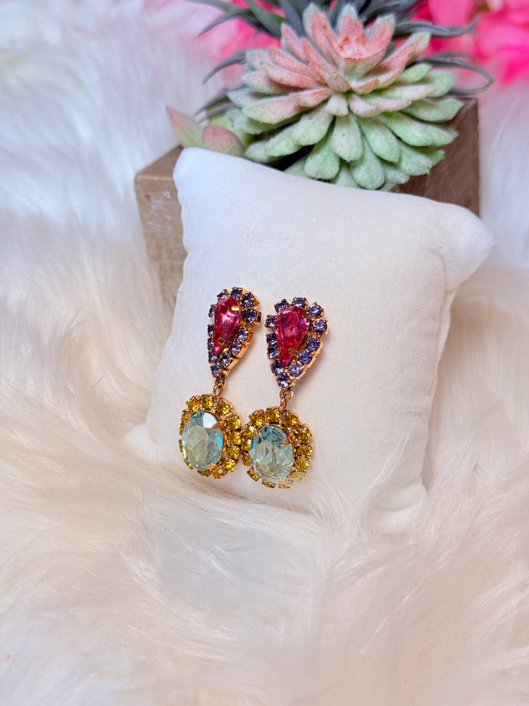 Neriah Swarovski Earrings - Aqua Champagne