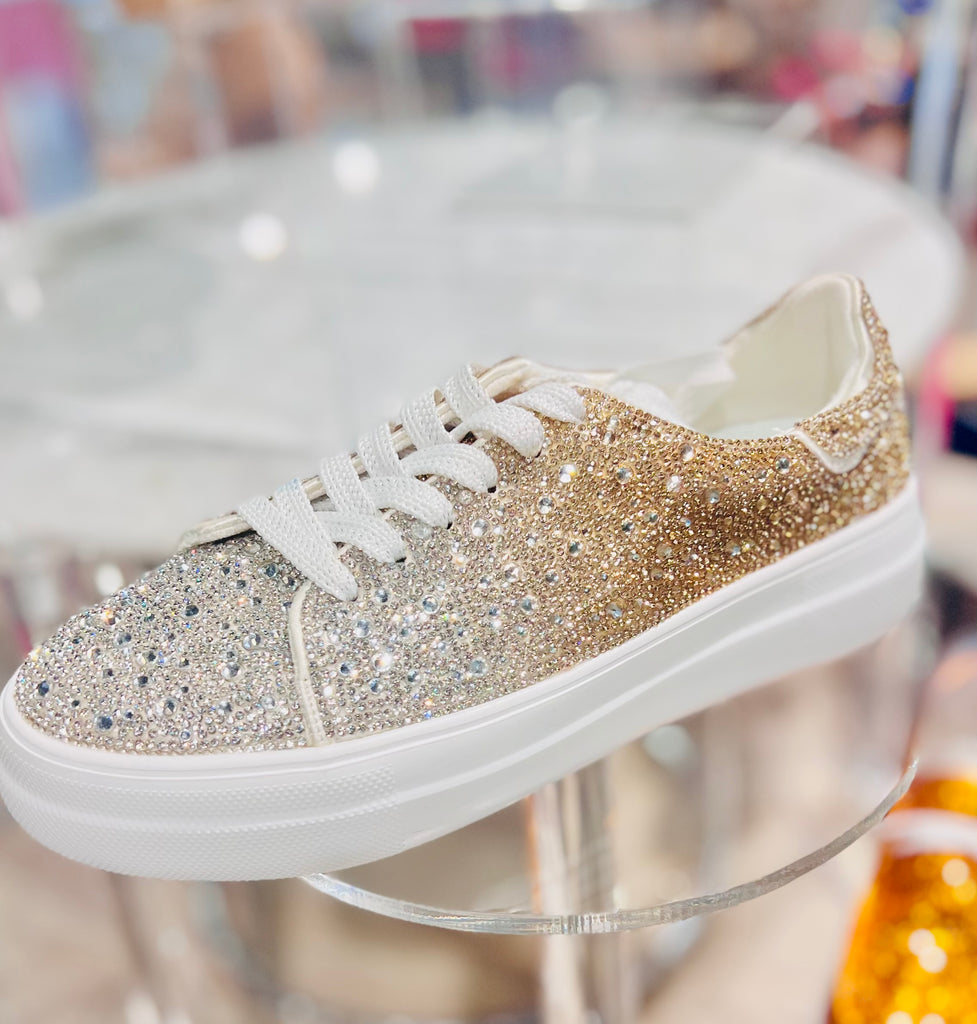 Ombre Bedazzled Tennis Shoes- AB/Gold