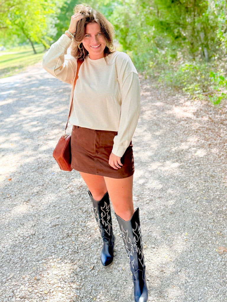 Soft Scuba Round-Neck Sweatshirt - Latte