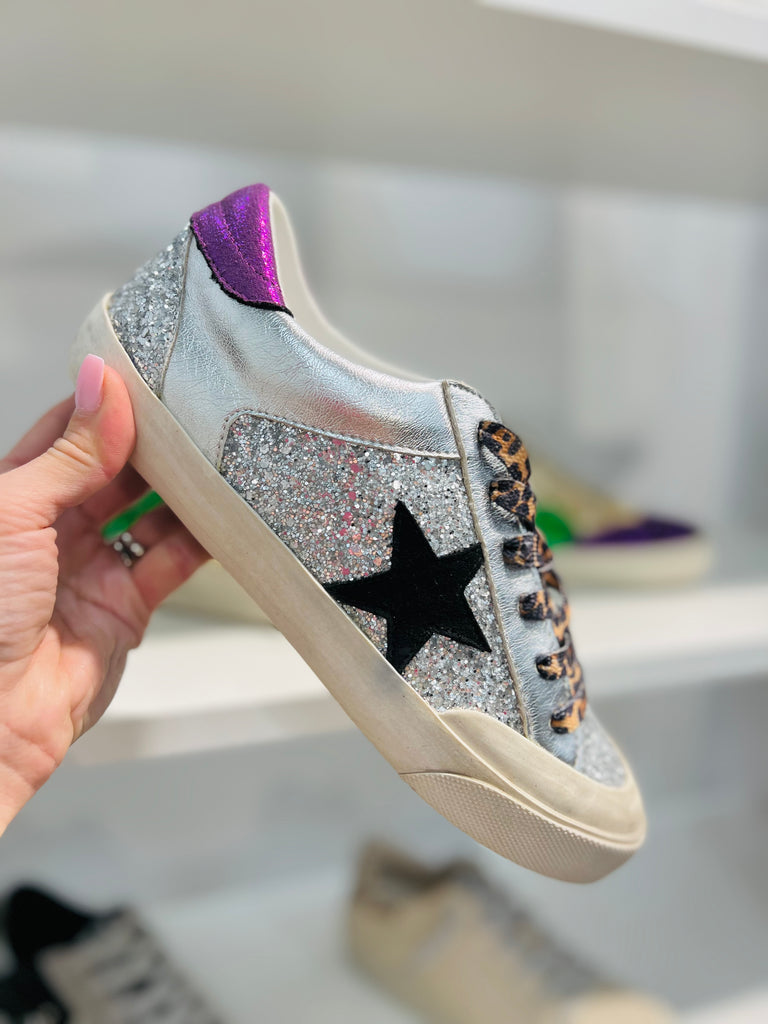 Haber Silver & Purple Star Tennis Shoes