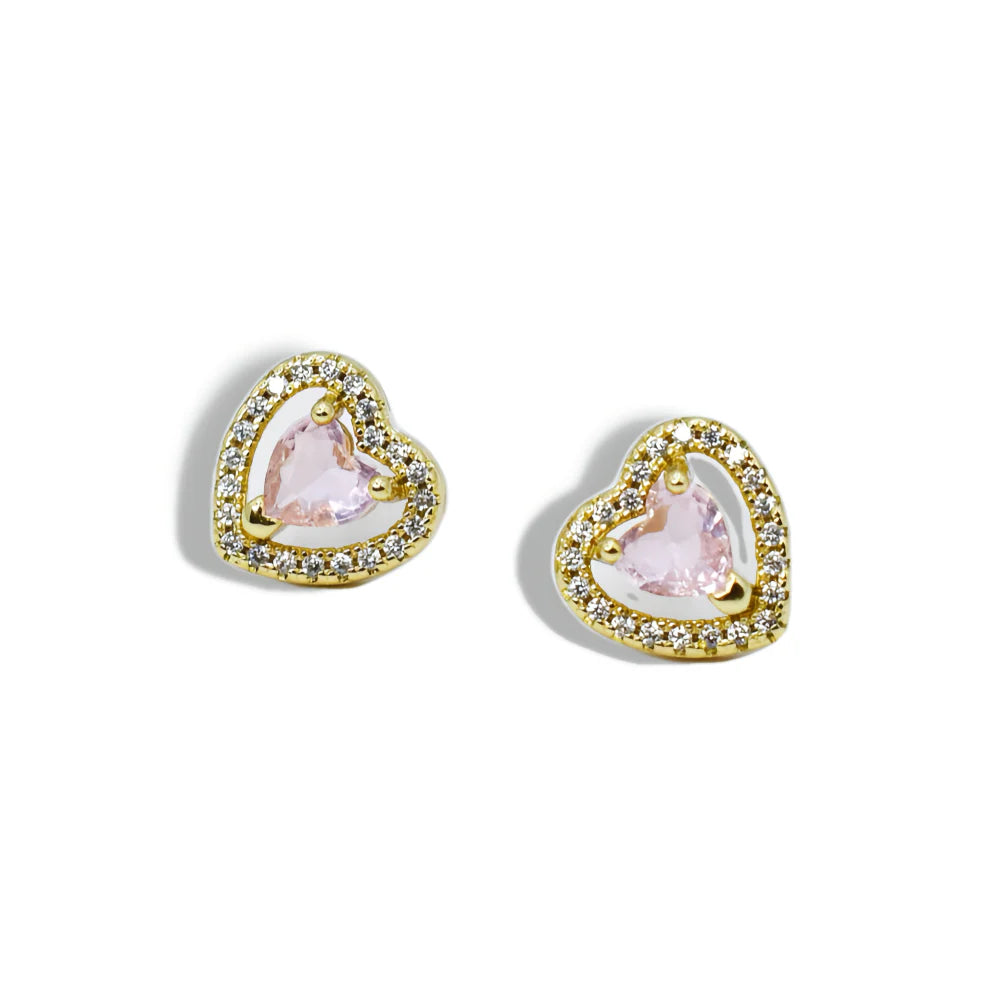 Dainty Pink Heart Studs