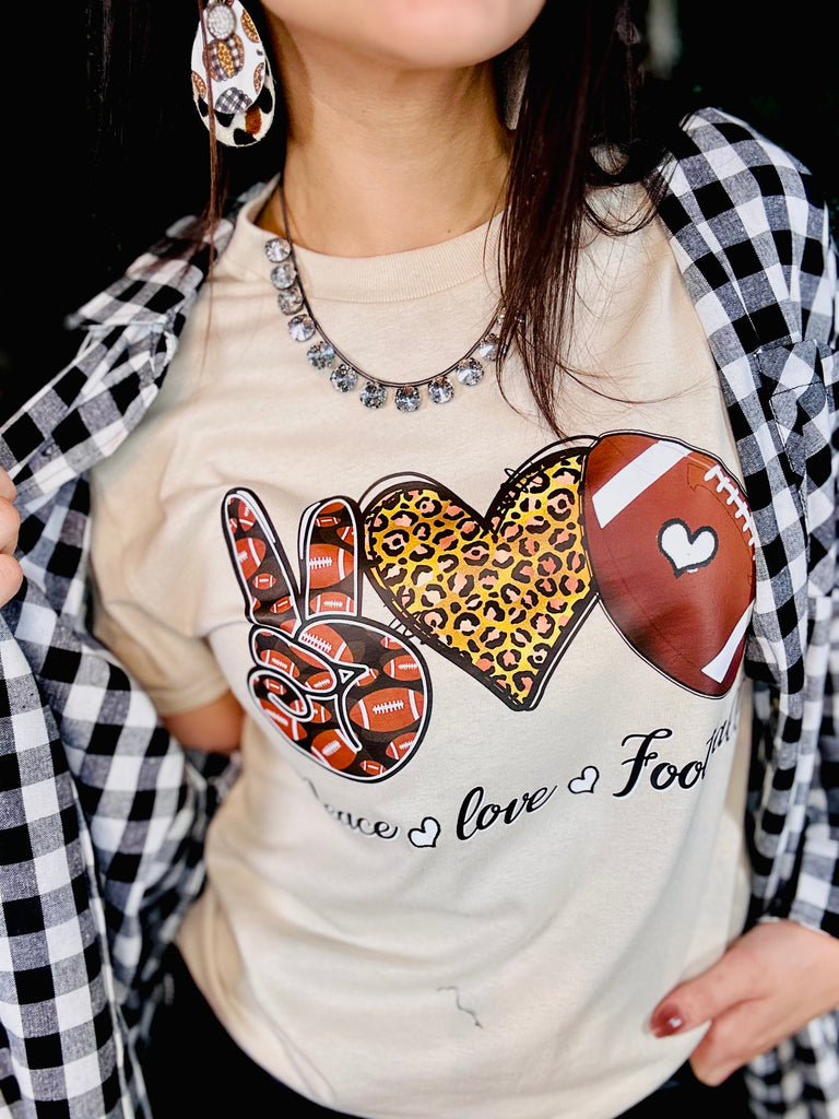 Peace, Love, & Football Sand Graphic Tee