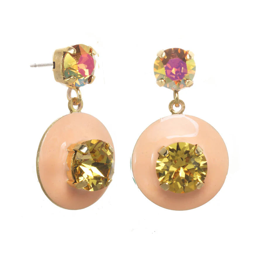 Large Pastel Brights Janie Swarovski Earrings in Peach / Brandy