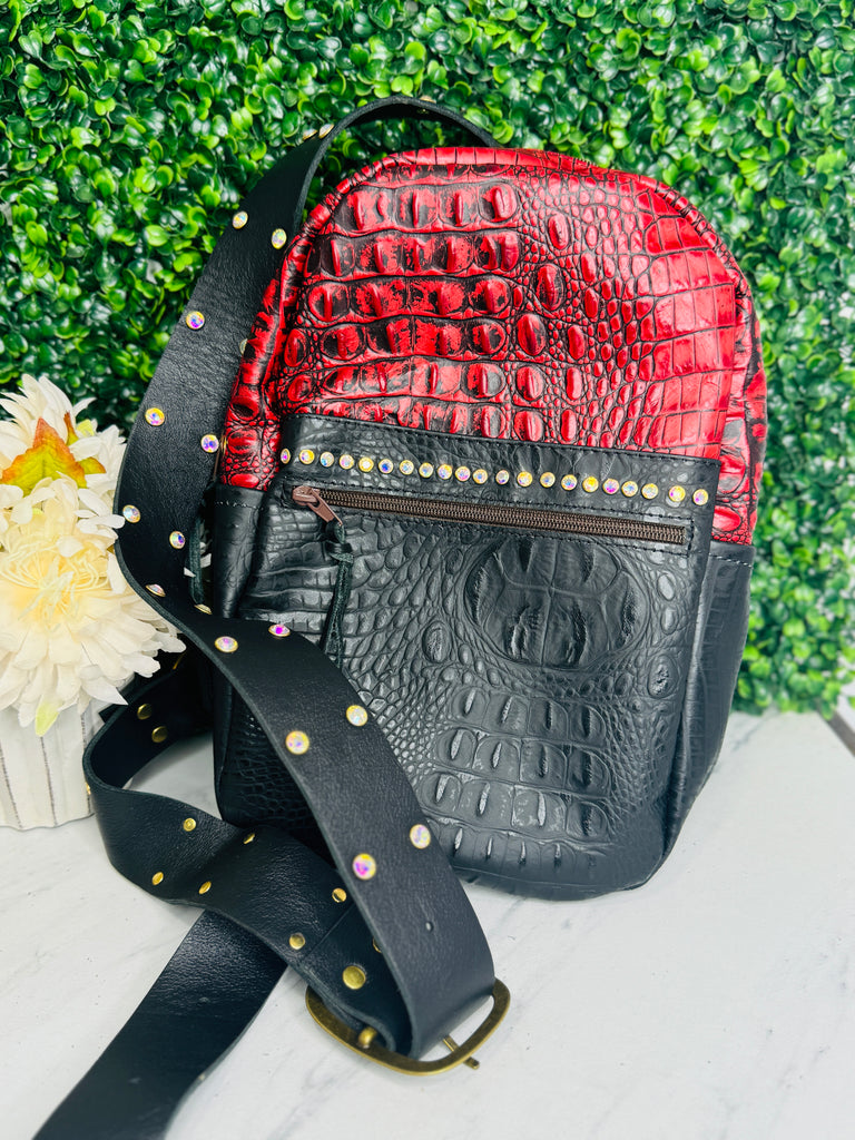 Cherry On Top Two Tone Leather & AB Melissa Sling Bag