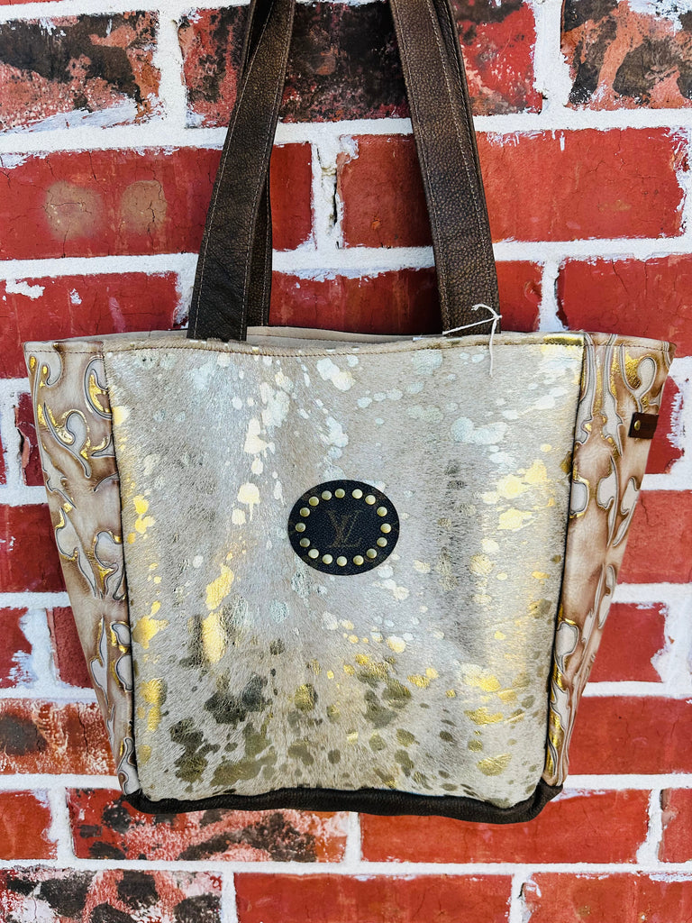 Tall Tales Gold Hide & Leather Petite Rosie Tote