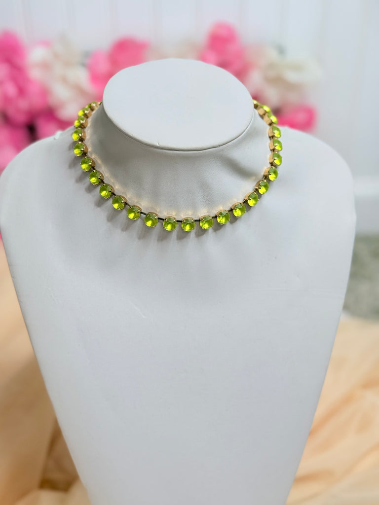 Citrus Yellow Matte Glow Oakland Swarovski Necklace