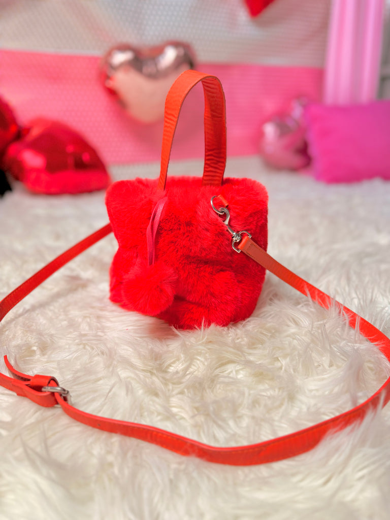 Red Fur Bucket Purse