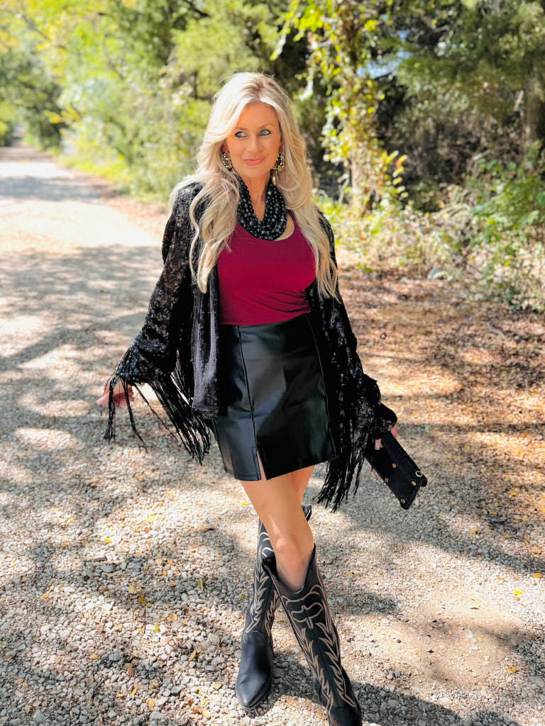 Shimmer & Fringe Sequin Jacket
