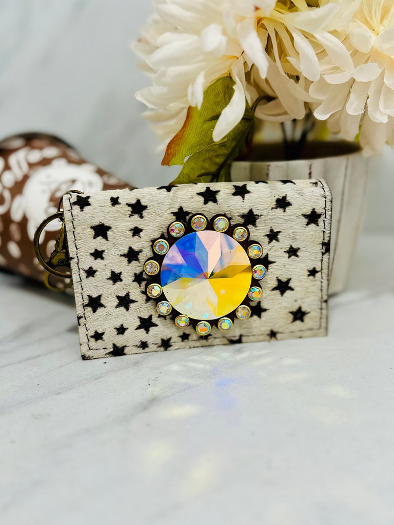 Crystal Becca Leather Card Holder- Oh My Stars