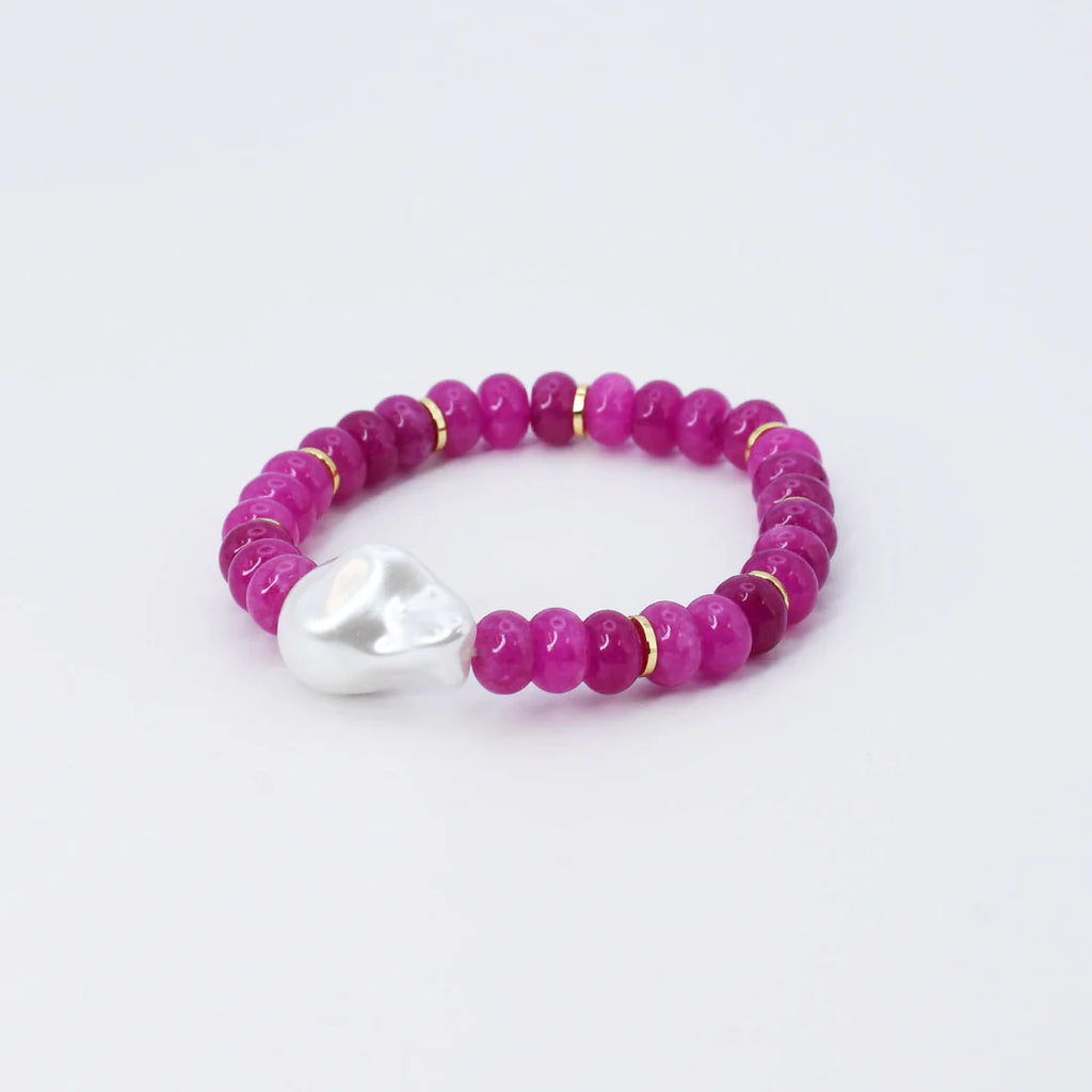 Pink Pearl Agate Gemstone Stone Bracelet