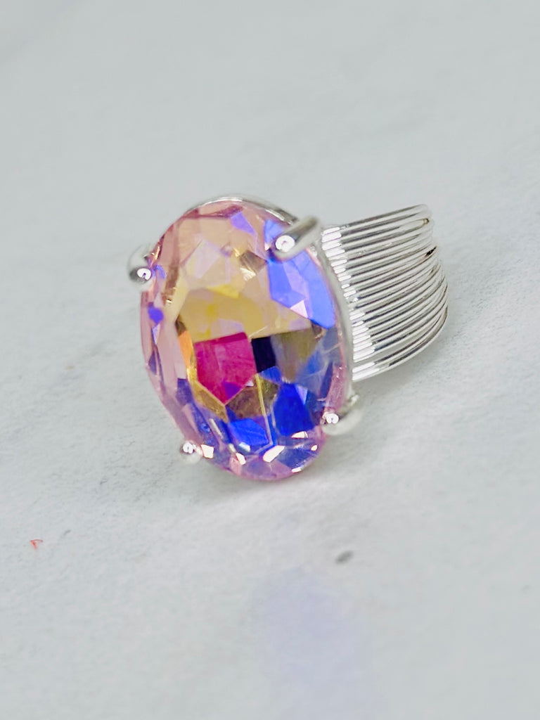 R100-Silver Crystal Ring (Options)