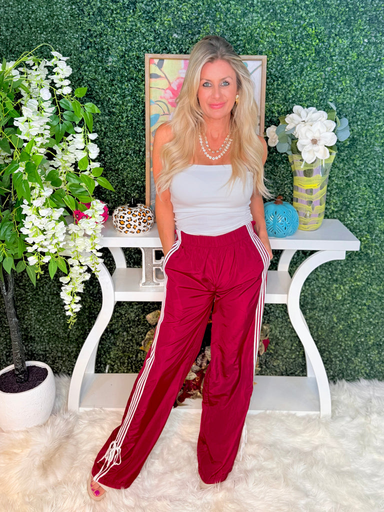 Ribbon Runway Track Pants - Vintage Red