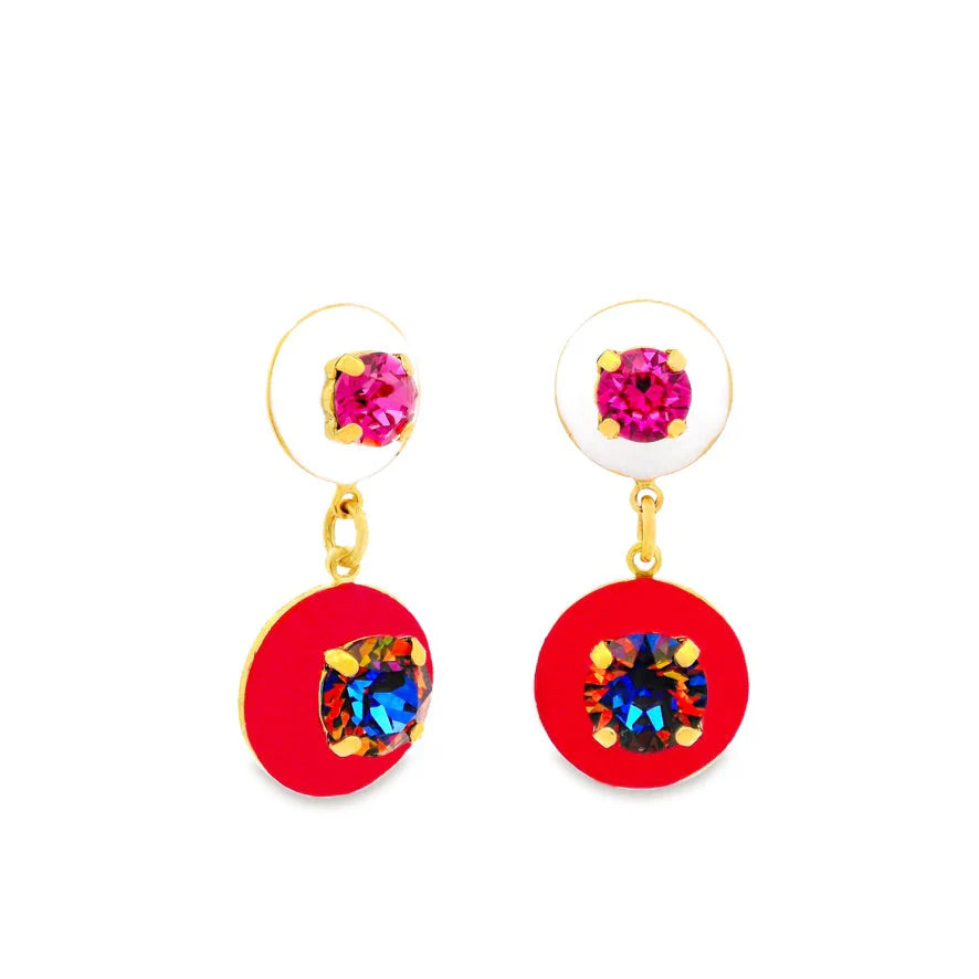 Janie Swarovski Earrings in White / Pink