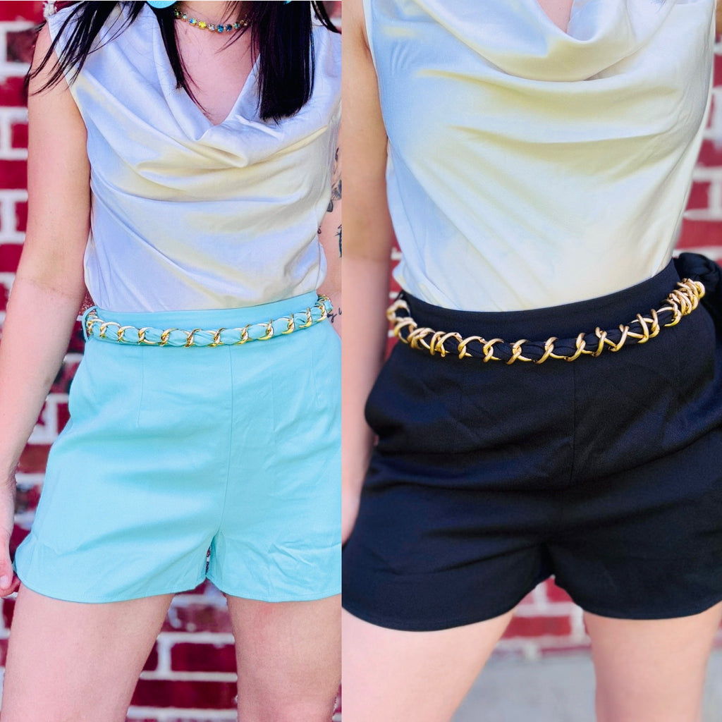 Chained Down & Belted Shorts