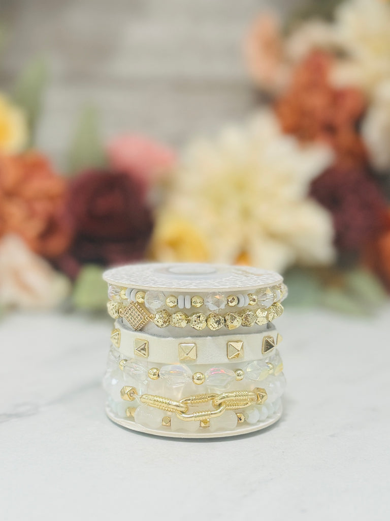 Get Cuffed White Studded Bracelet Spool Set