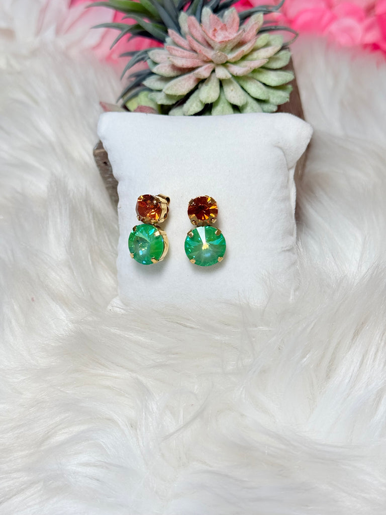 Maegan Swarovski Watermelon Stud Earrings - Apple Green Ignite