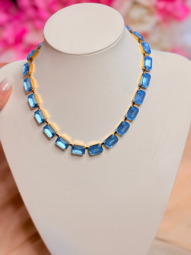 Aquamarine Matte Glow Swarovski Jabari Necklace