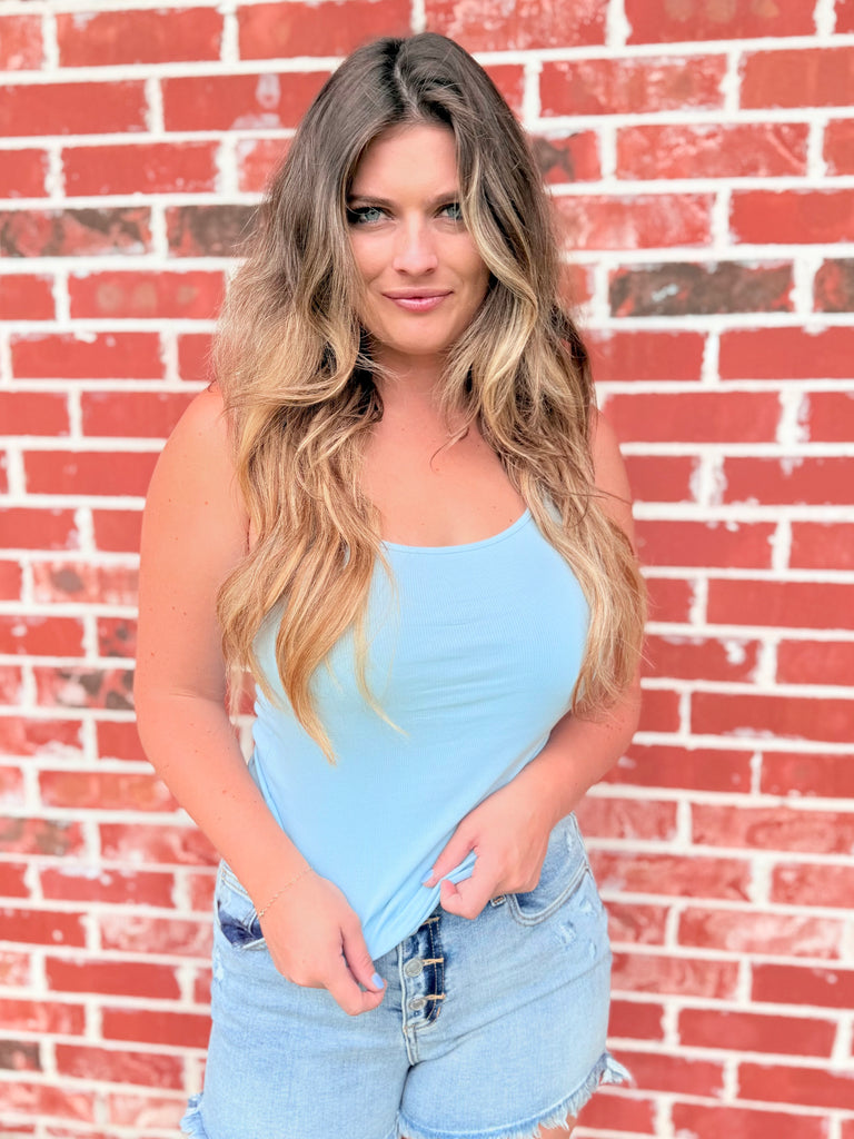 Sky Clean Slate Ribbed Tank