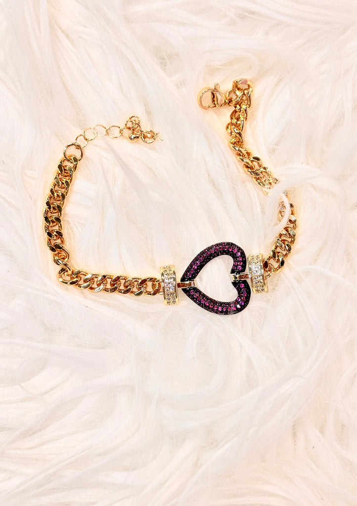 Stolen Heart Gold Chain Link Bracelet