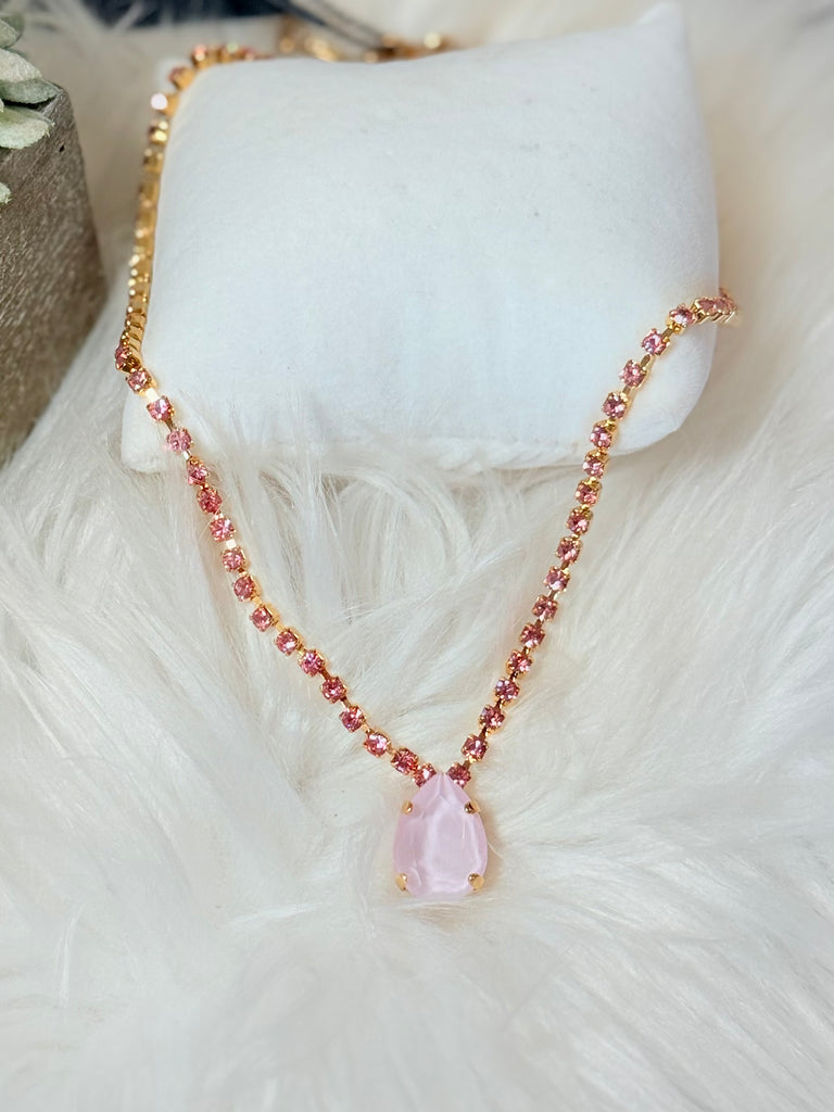 Milli Swarovski Crystal Necklace - Rose / Opal Pink