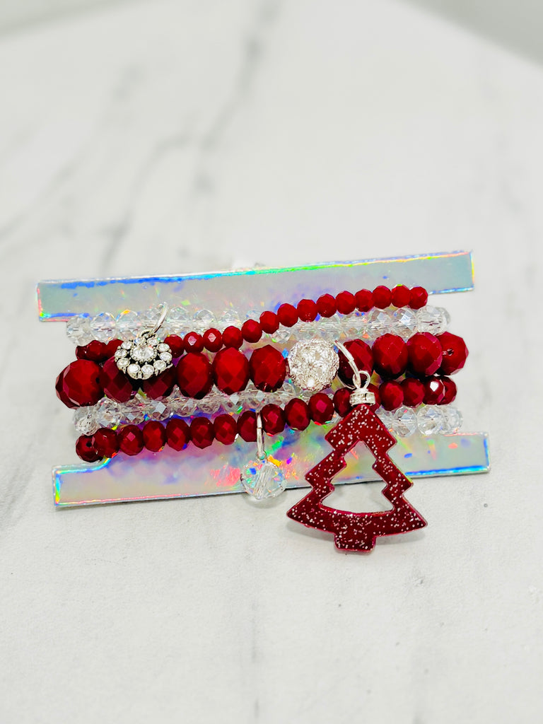 Burgundy Glam Tree Bracelet Set