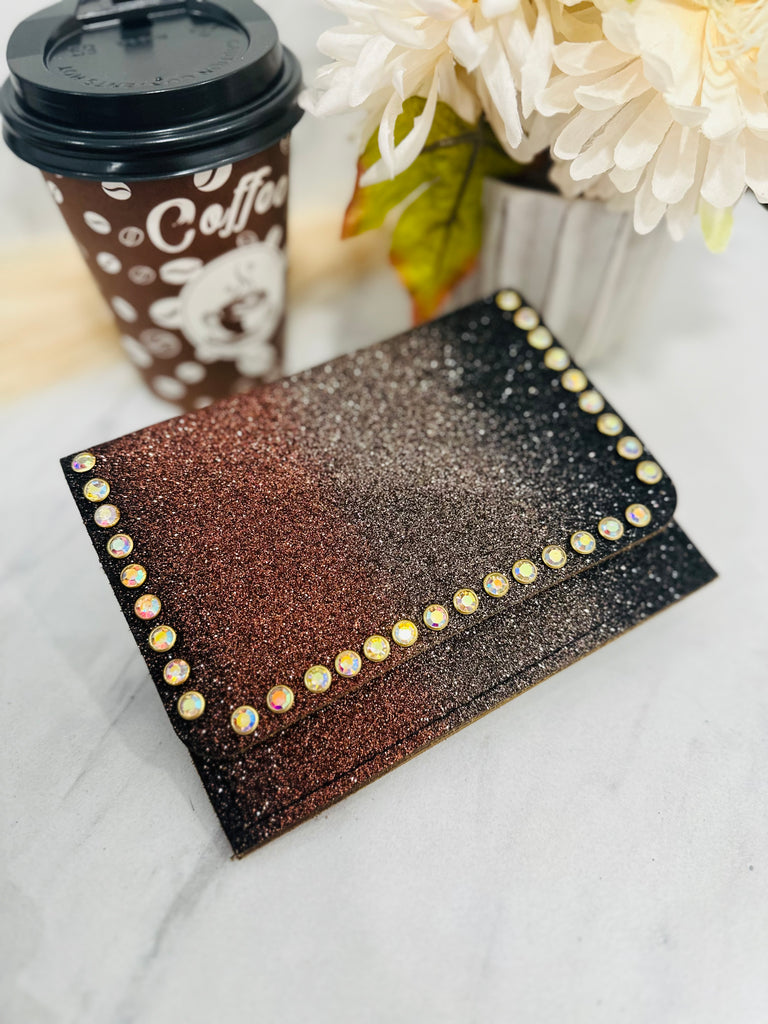 Fall Showers Glitter Flora Wallet With Crystal Rivets