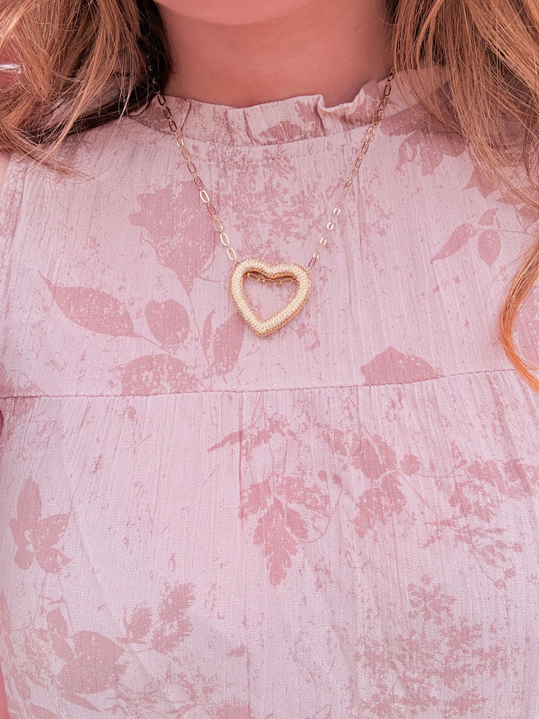 Gold Heart Outline Gold Necklace