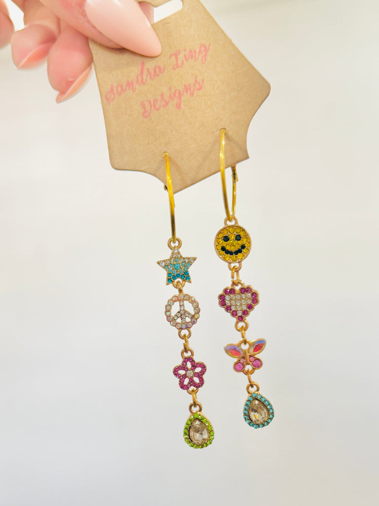 Spring Time Sparkle Symbol Drop Earrings