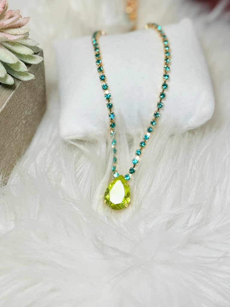 Milli Swarovski Crystal Necklace - Zircon / Chartreuse