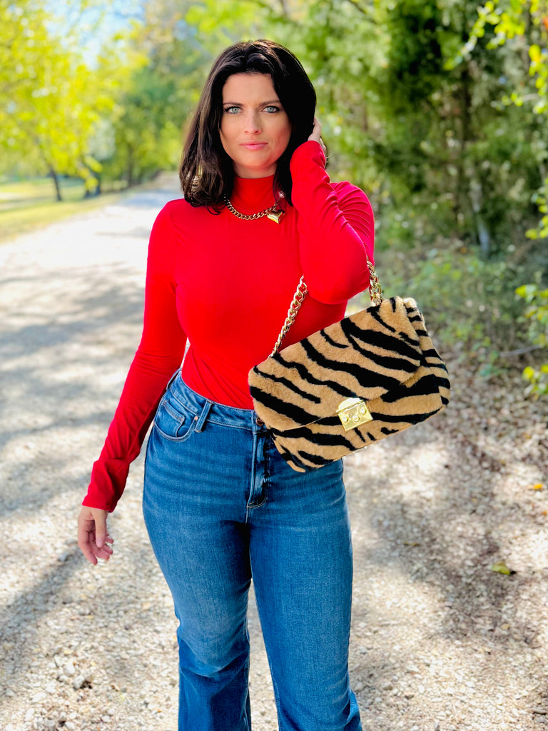 The Essential Mock Neck Bodysuit - Ruby