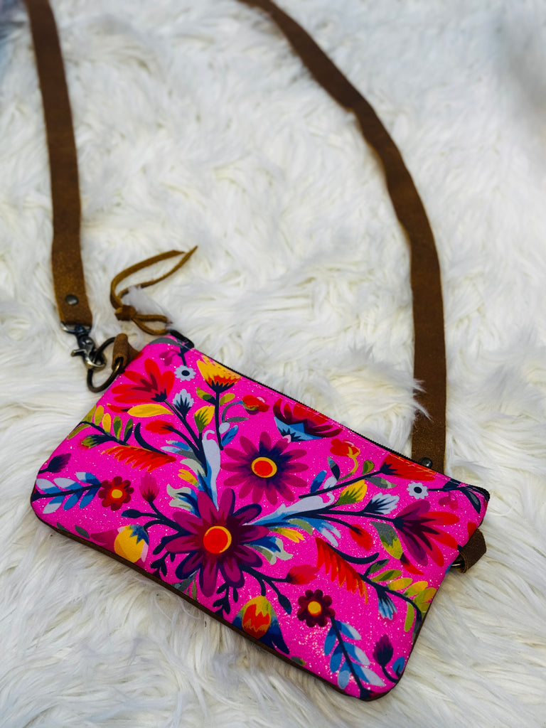 Glitter Florals Olive Crossbody