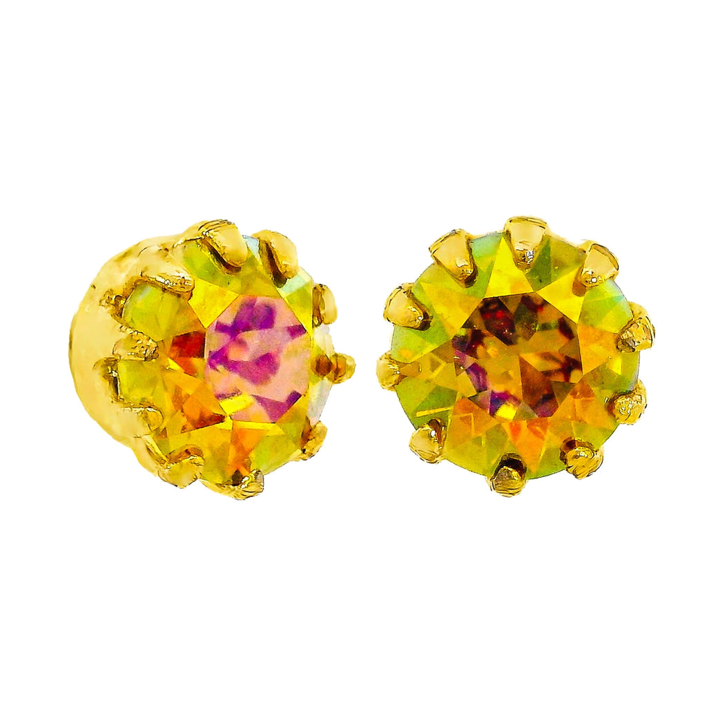 Mini Chrisley Swarovski Stud Earrings - Citrus Lime Brandy