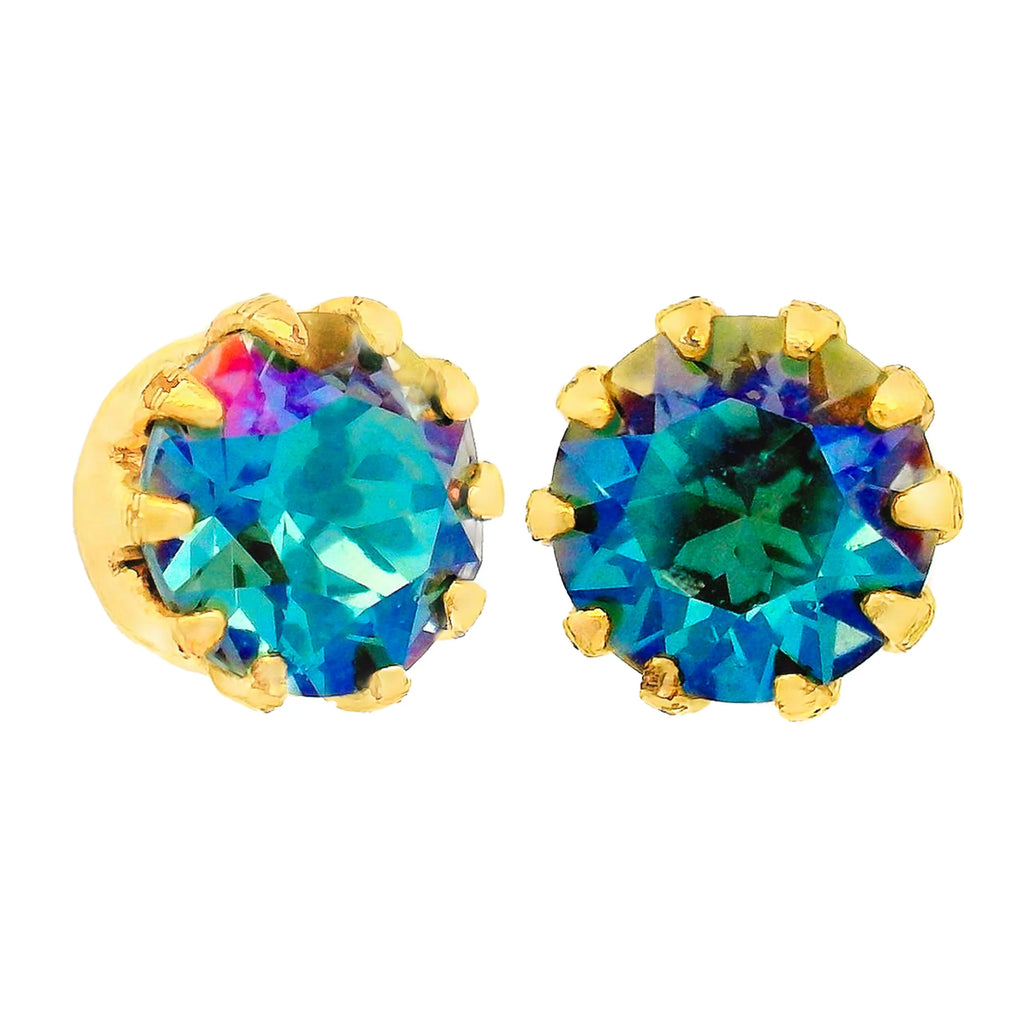 Mini Chrisley Swarovski Stud Earrings - Aqua Bohemica Lemon