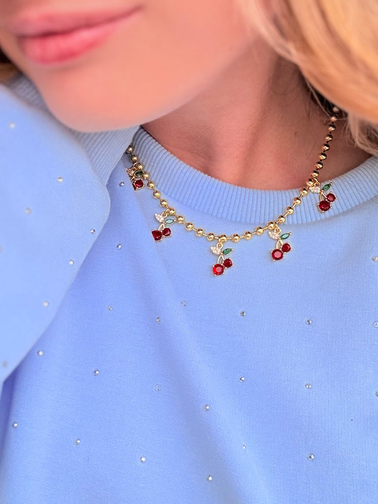 Cherry Cascade Crystal Necklace