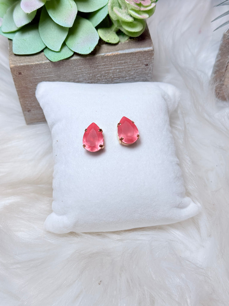 The Lumi Swarovski Studs - Peach Matte Glow