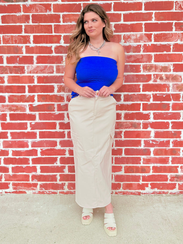 Modern Minimalist Strapless Tube Top - Royal Blue