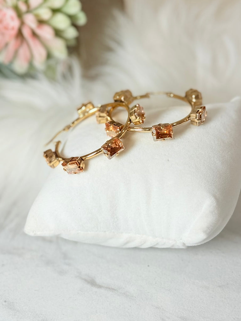 Talia Swarovski Hoop Earrings in Caramel