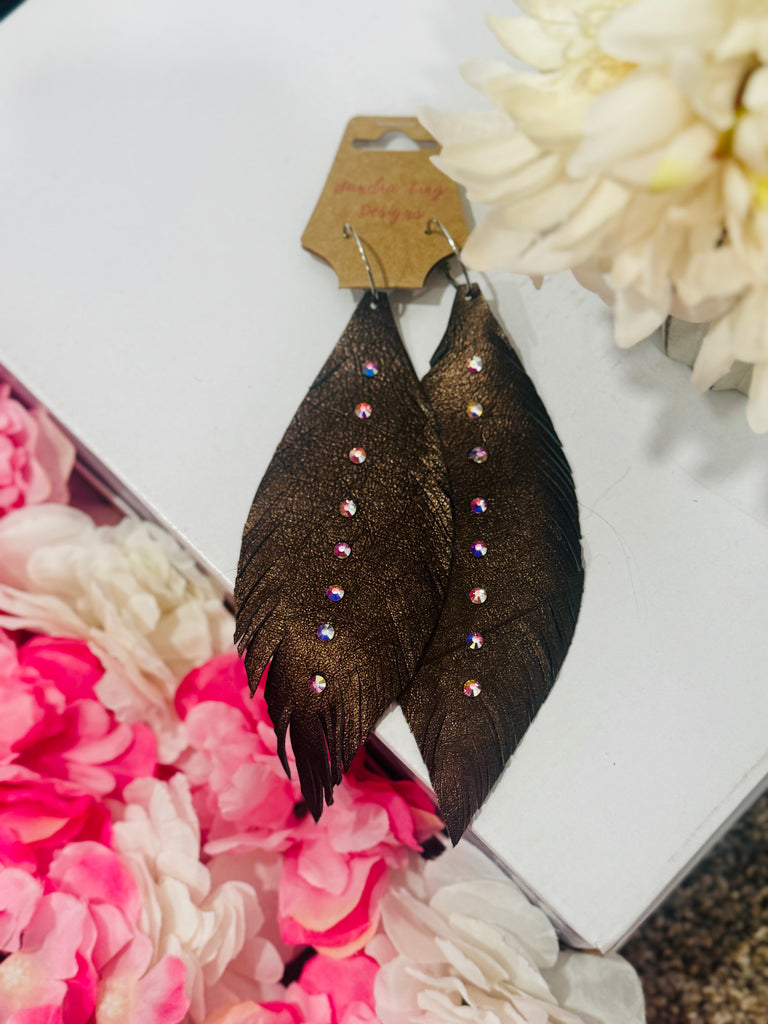 Gypsy Feather AB Earrings - Mocha