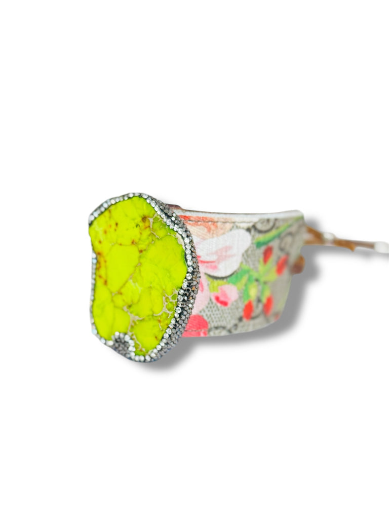 Luxury Lime Stone Blush Blooms Cuff
