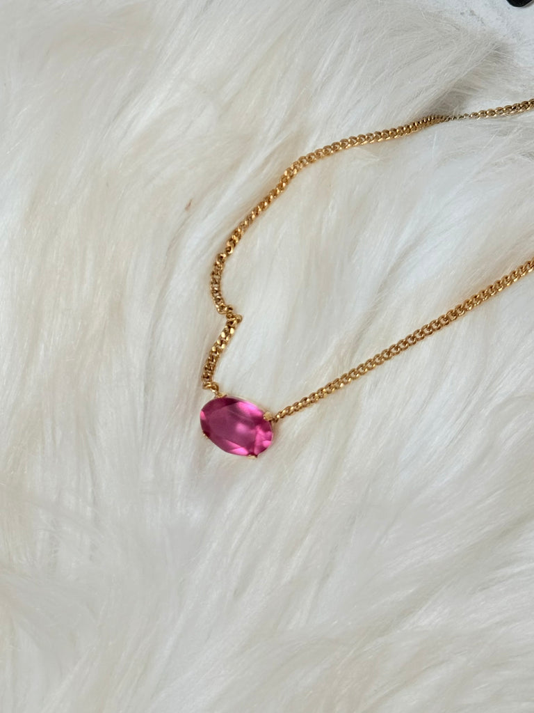 Iza Swarovski Pendent Daily Necklace - Fuchsia Matte