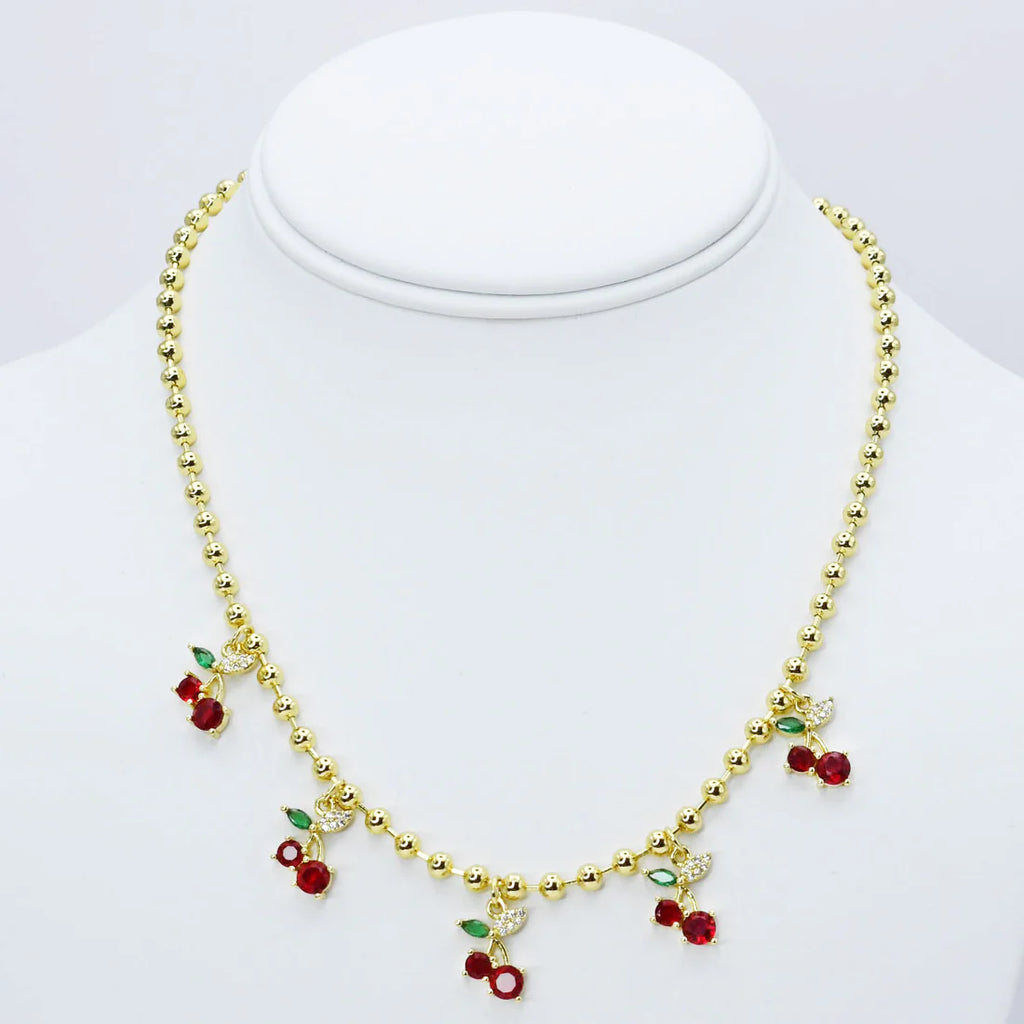 Cherry Cascade Crystal Necklace