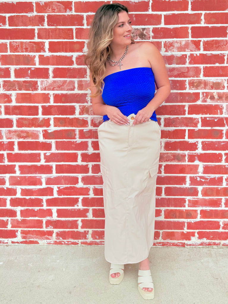 Modern Minimalist Strapless Tube Top - Royal Blue