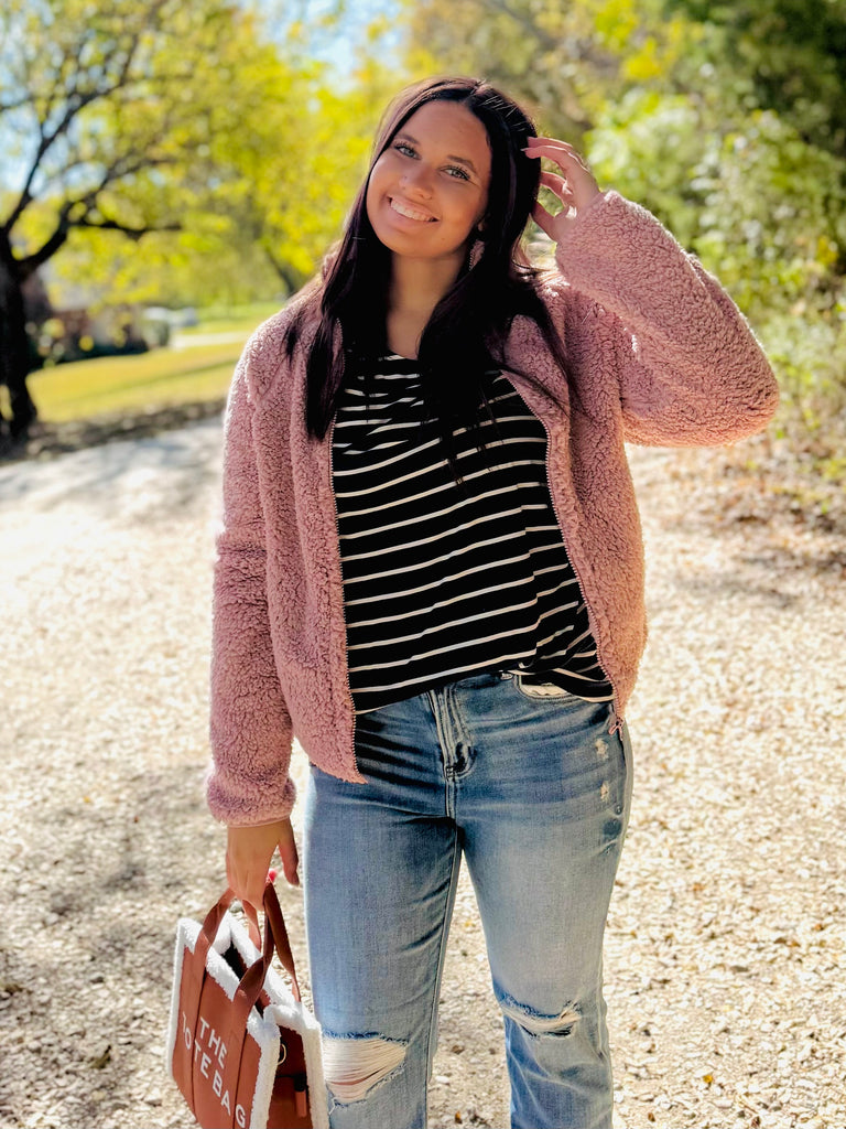 Too Cozy To Care Sherpa - Mauve