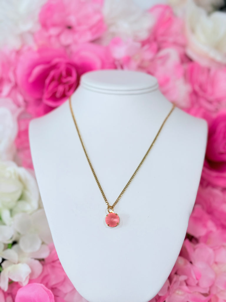 Talia Statement Swarovski Necklace - Rose Peach Matte