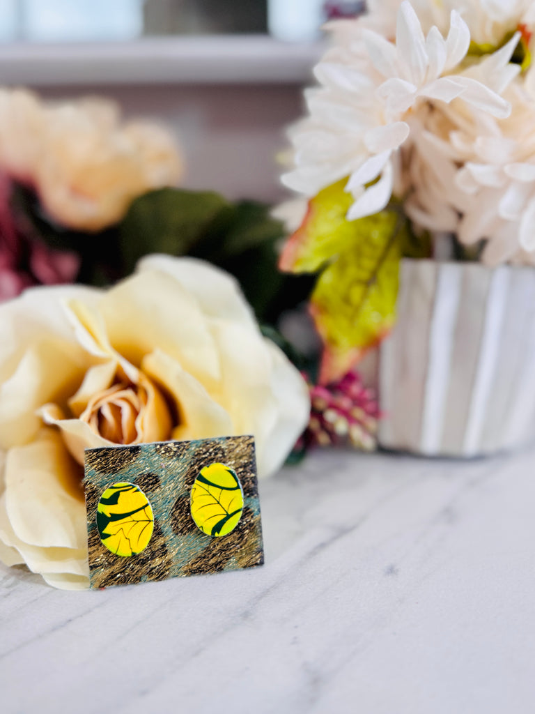 Electric Lime Rose Shimmer Studs