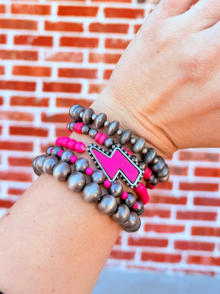 Bolted Beauty Navajo Beaded Bracelet Set in Pink