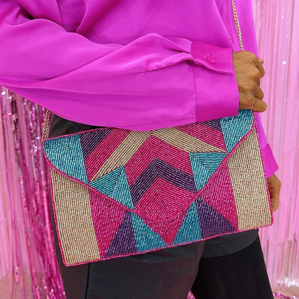 Multi Disco Beaded Clutch and Crossbody Purse