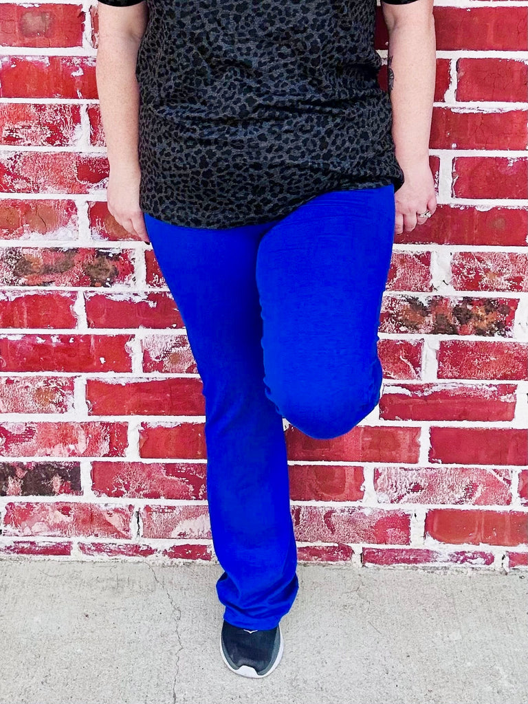 Bright Blue Casual & Cozy Flare Yoga Pants